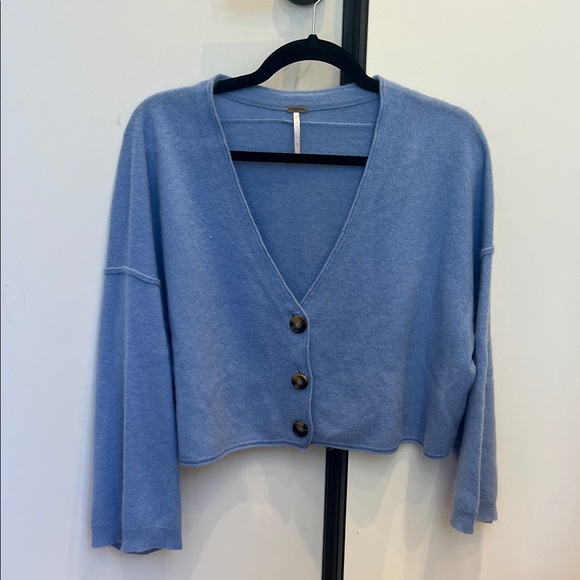 Free People Sweaters - Blue Button-Up Cardigan